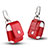 Custodia in Pelle con Moschettone per AirPods Custodia di Ricarica A01 Rosso