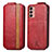 Custodia In Pelle Flip S02D per Samsung Galaxy M13 4G Rosso