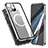 Custodia Lusso Alluminio Laterale Specchio 360 Gradi Cover con Mag-Safe Magnetic per Apple iPhone 13 Pro Argento