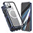 Custodia Lusso Alluminio Laterale Specchio 360 Gradi Cover con Mag-Safe Magnetic per Apple iPhone 13 Pro Blu