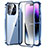 Custodia Lusso Alluminio Laterale Specchio 360 Gradi Cover LO1 per Apple iPhone 14 Pro Blu