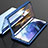Custodia Lusso Alluminio Laterale Specchio 360 Gradi Cover M01 per Samsung Galaxy S21 FE 5G Blu