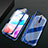 Custodia Lusso Alluminio Laterale Specchio 360 Gradi Cover per Xiaomi Redmi 8 Blu