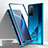 Custodia Lusso Alluminio Laterale Specchio 360 Gradi Cover T01 per Huawei Honor X10 5G Blu