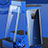 Custodia Lusso Alluminio Laterale Specchio 360 Gradi Cover T02 per Huawei Mate 20 Pro Blu