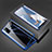 Custodia Lusso Alluminio Laterale Specchio 360 Gradi Cover T02 per Oppo A52 Blu