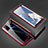 Custodia Lusso Alluminio Laterale Specchio 360 Gradi Cover T02 per Oppo A52 Rosso