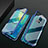 Custodia Lusso Alluminio Laterale Specchio 360 Gradi Cover T05 per Huawei Mate 20 X 5G Blu