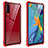 Custodia Lusso Alluminio Laterale Specchio 360 Gradi Cover T09 per Huawei P30 Rosso