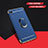 Custodia Lusso Metallo Laterale e Plastica Cover con Anello Supporto A01 per Huawei Honor 8A Blu