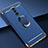 Custodia Lusso Metallo Laterale e Plastica Cover con Anello Supporto A01 per Huawei Mate 20 Lite Blu