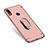 Custodia Lusso Metallo Laterale e Plastica Cover con Anello Supporto A01 per Huawei P Smart+ Plus Oro Rosa