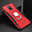 Custodia Lusso Metallo Laterale e Plastica Cover con Anello Supporto A01 per OnePlus 6T Rosso