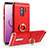 Custodia Lusso Metallo Laterale e Plastica Cover con Anello Supporto A01 per Samsung Galaxy S9 Plus Rosso