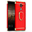 Custodia Lusso Metallo Laterale e Plastica Cover con Anello Supporto A02 per Huawei Mate 9 Rosso