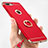 Custodia Lusso Metallo Laterale e Plastica Cover con Anello Supporto e Cordoncino A01 per Apple iPhone 7 Plus Rosso