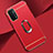 Custodia Lusso Metallo Laterale e Plastica Cover con Anello Supporto P02 per OnePlus Nord N200 5G Rosso