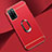 Custodia Lusso Metallo Laterale e Plastica Cover con Anello Supporto P02 per Oppo A53s 5G Rosso