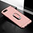 Custodia Lusso Metallo Laterale e Plastica Cover con Anello Supporto T01 per Oppo K1 Oro Rosa