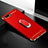 Custodia Lusso Metallo Laterale e Plastica Cover con Anello Supporto T01 per Oppo R17 Neo Rosso