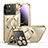 Custodia Lusso Metallo Laterale e Plastica Cover con Mag-Safe Magnetic LK4 per Apple iPhone 13 Pro Oro