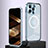 Custodia Lusso Metallo Laterale e Plastica Cover con Mag-Safe Magnetic QC5 per Apple iPhone 13 Pro Max Blu