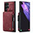 Custodia Lusso Pelle Cover C01S per Samsung Galaxy S21 Ultra 5G Rosso
