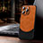 Custodia Lusso Pelle Cover con Mag-Safe Magnetic LD4 per Apple iPhone 14 Pro Arancione