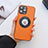 Custodia Lusso Pelle Cover con Mag-Safe Magnetic QC3 per Apple iPhone 14 Pro Arancione