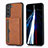 Custodia Lusso Pelle Cover M03T per Samsung Galaxy S21 5G Marrone