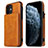 Custodia Lusso Pelle Cover R01 per Apple iPhone 12 Mini Arancione