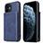 Custodia Lusso Pelle Cover R01 per Apple iPhone 12 Mini Blu