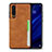 Custodia Lusso Pelle Cover R08 per Huawei P30 Arancione