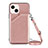 Custodia Lusso Pelle Cover Y04B per Apple iPhone 13 Oro Rosa