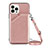 Custodia Lusso Pelle Cover Y04B per Apple iPhone 13 Pro Oro Rosa