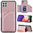Custodia Lusso Pelle Cover Y04B per Samsung Galaxy F42 5G Oro Rosa