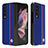 Custodia Lusso Pelle e Plastica Opaca Cover B08 per Samsung Galaxy Z Fold3 5G Blu