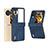 Custodia Lusso Pelle e Plastica Opaca Cover BH1 per Oppo Find N3 Flip 5G Blu