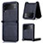 Custodia Lusso Pelle e Plastica Opaca Cover BY2 per Samsung Galaxy Z Flip4 5G Blu