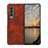 Custodia Lusso Pelle e Plastica Opaca Cover R07 per Samsung Galaxy Z Fold3 5G Marrone Chiaro
