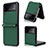 Custodia Lusso Pelle e Plastica Opaca Cover R08 per Samsung Galaxy Z Flip3 5G Verde