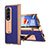 Custodia Lusso Pelle e Plastica Opaca Cover ZL6 per Samsung Galaxy Z Fold3 5G Blu