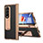 Custodia Lusso Pelle e Plastica Opaca Cover ZL6 per Samsung Galaxy Z Fold3 5G Nero