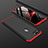 Custodia Plastica Rigida Cover Opaca Fronte e Retro 360 Gradi per Oppo A7 Rosso e Nero