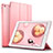 Custodia Portafoglio In Pelle con Supporto L01 per Apple iPad Air Rosa