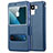 Blu Custodia Portafoglio In Pelle con Supporto per Huawei Honor 7 Dual SIM Blu
