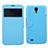 Custodia Portafoglio In Pelle con Supporto per Samsung Galaxy Mega 6.3 i9200 i9205 Blu