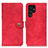 Custodia Portafoglio In Pelle Cover con Supporto A01D per Samsung Galaxy S21 Ultra 5G Rosso