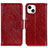 Custodia Portafoglio In Pelle Cover con Supporto A02 per Apple iPhone 14 Rosso