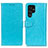 Custodia Portafoglio In Pelle Cover con Supporto A03D per Samsung Galaxy S22 Ultra 5G Cielo Blu